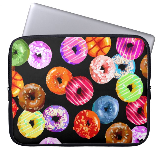 Doughnuts seamless pattern + your backgr. & ideas laptop sleeve (Front)