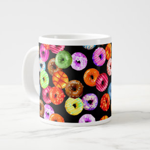 Doughnuts seamless pattern + your backgr. & ideas large coffee mug