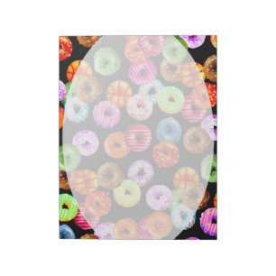 Doughnuts seamless pattern + your backgr. & ideas notepad