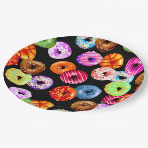 Doughnuts seamless pattern + your backgr. & ideas paper plate
