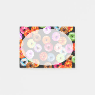 Doughnuts seamless pattern + your backgr. & ideas post-it notes