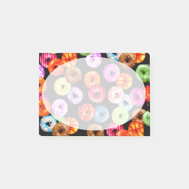 Doughnuts seamless pattern + your backgr. & ideas post-it notes (Front)