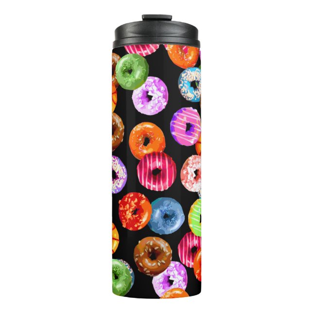 Doughnuts seamless pattern + your backgr. & ideas thermal tumbler (Front)