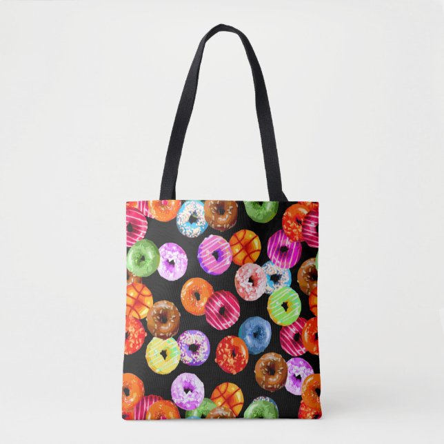 Doughnuts seamless pattern + your backgr. & ideas tote bag (Front)