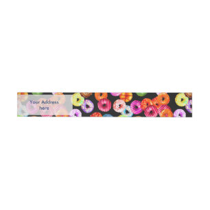 Doughnuts seamless pattern + your backgr. & ideas wraparound address label