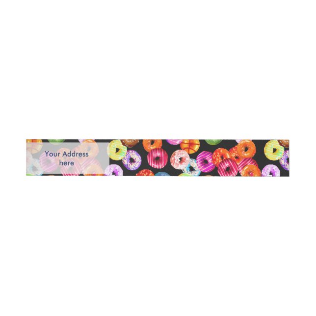 Doughnuts seamless pattern + your backgr. & ideas wraparound address label (Individual)