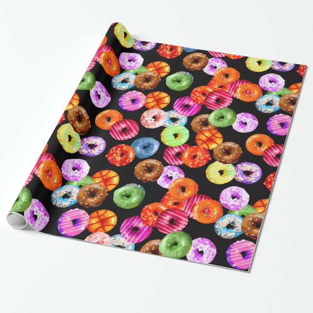 Doughnuts seamless pattern + your backgr. & ideas wrapping paper (Unrolled)