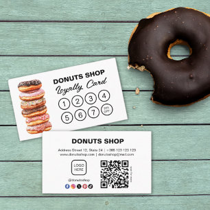 Doughnuts Shop Bakery Cute QR Code Loyalty Card