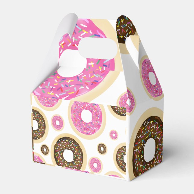 Doughnuts & Sprinkles Pink Brown Yummy Party Favou Favour Box (Front Side)