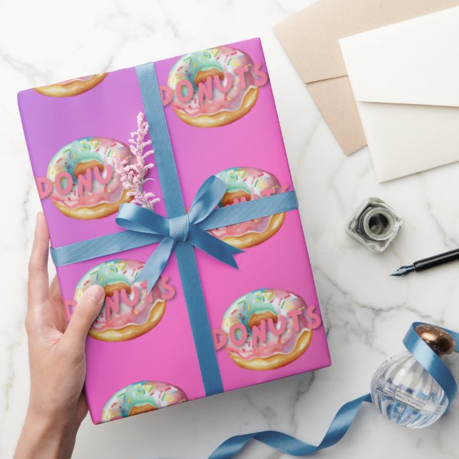 Doughnuts sprinkles watercolor wrapping paper (Gifting)