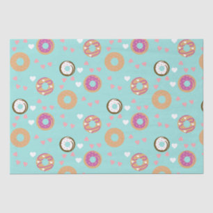Doughnuts Valentine's Day Hearts Pink Teal Tissue Paper