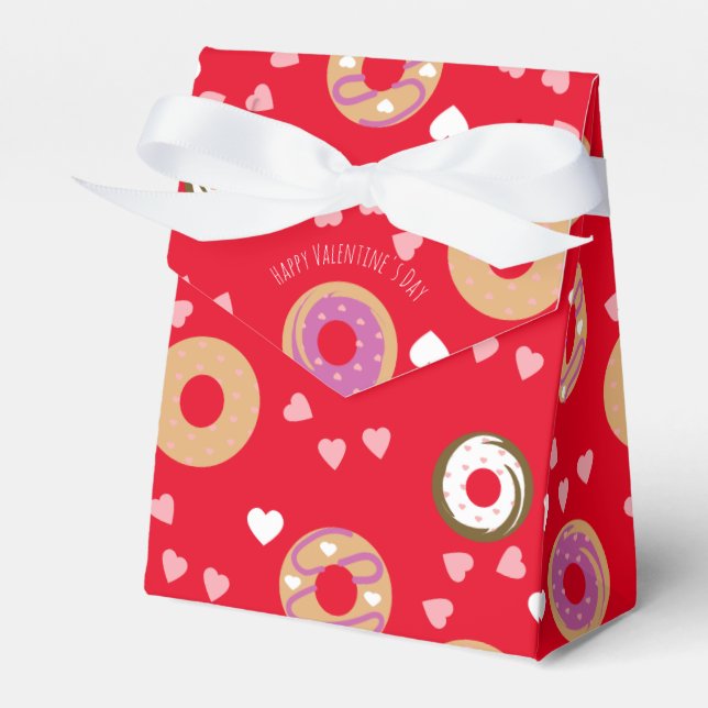 Doughnuts Valentine's Day  Hearts Red Pink  Favour Box (Front Side)