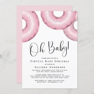 Doughnuts Virtual Baby Sprinkle Pink Invitation