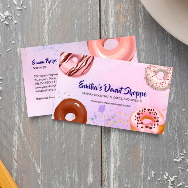 Doughnuts Watercolor Business Card (Creator Uploaded)