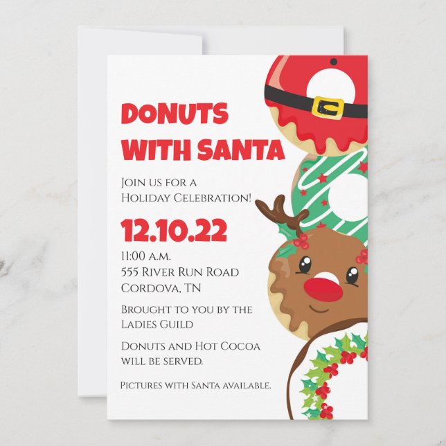 Doughnuts with Santa Christmas Invitation (Front)
