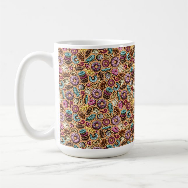 Doughnuts With Sprinkles Pattern Coffee Mug (Left)