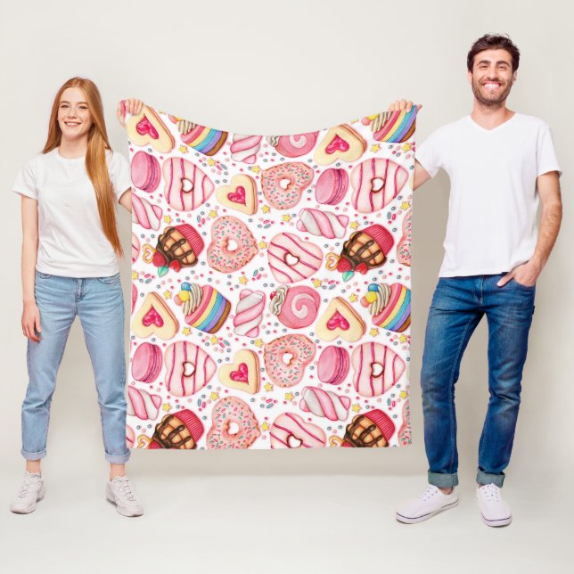 Doughnuts With Sprinkles Pattern  Fleece Blanket (In Situ)