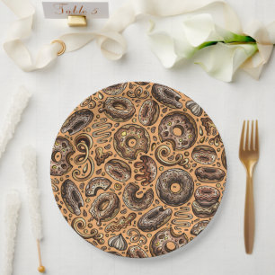 Doughnuts With Sprinkles Pattern Paper Plate