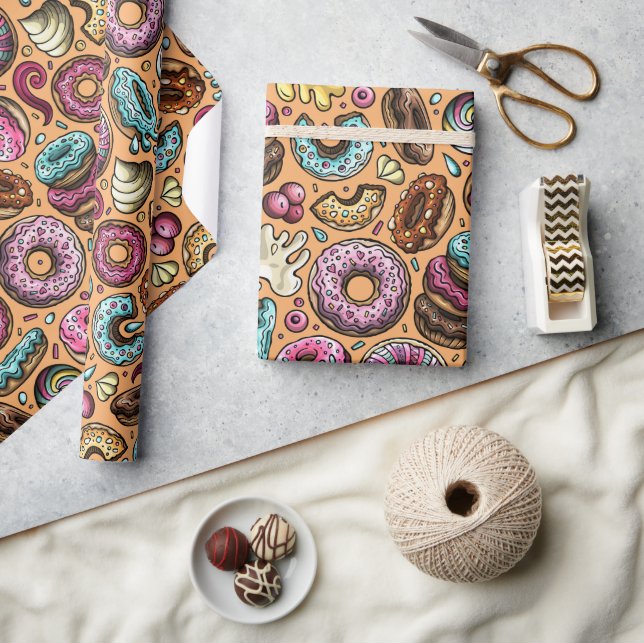Doughnuts With Sprinkles Pattern  Wrapping Paper (Crafts)