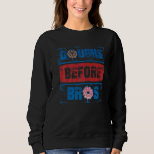 Doughs Before Bros Womens Doughnut Sprinkle Doughn Sweatshirt