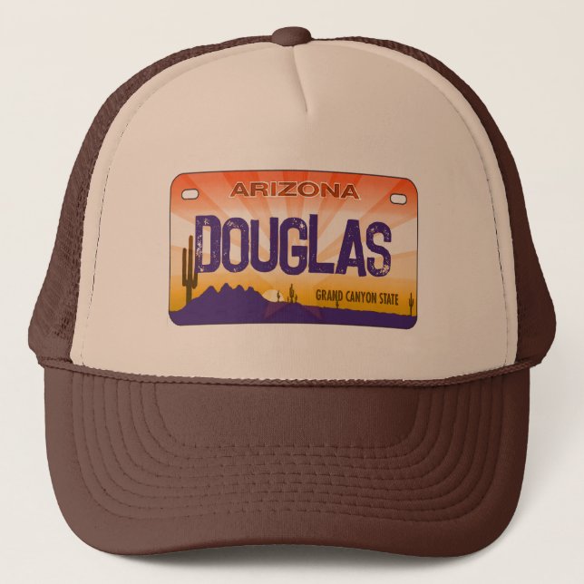 Douglas Arizona flag license plate hat (Front)
