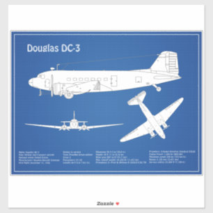 Douglas DC-3 - Aeroplane Blueprint Drawing Plan AB