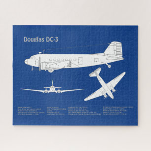 Douglas DC-3 - Aeroplane Blueprint Drawing Plan AB Jigsaw Puzzle