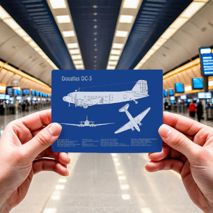 Douglas DC-3 - Aeroplane Blueprint Drawing Plan AB Postcard