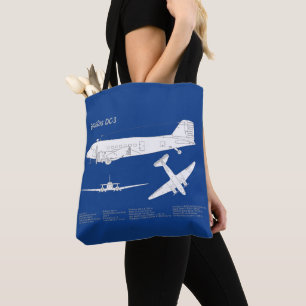 Douglas DC-3 - Aeroplane Blueprint Drawing Plan AB Tote Bag