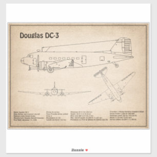 Douglas DC-3 - Aeroplane Blueprint Drawing Plans S