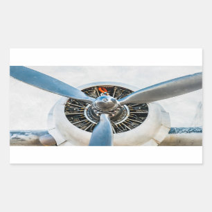 Douglas DC-3 Aircraft. Propeller Rectangular Sticker