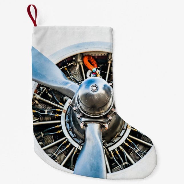 Douglas DC-3 Aircraft. Propeller Small Christmas Stocking (Front)