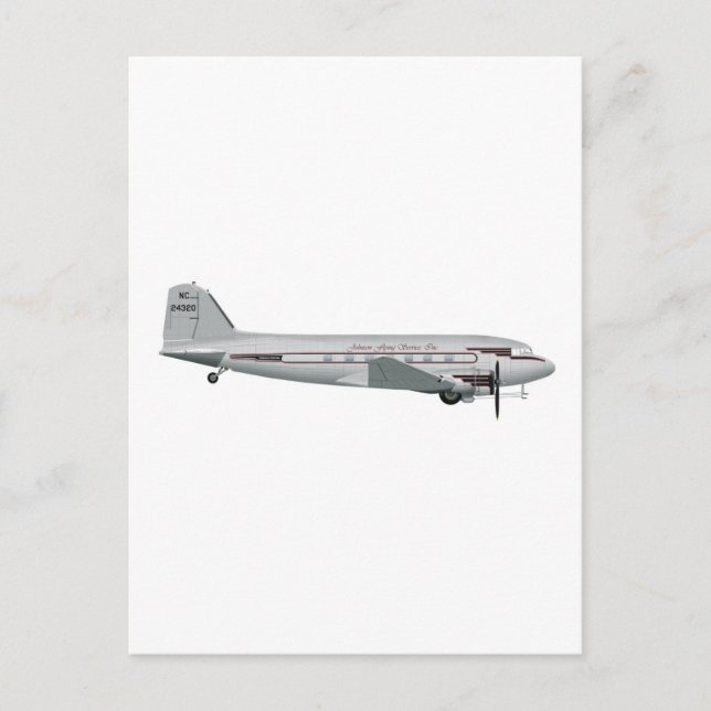 Douglas DC-3 Johnson Flying Service Postcard (Front)
