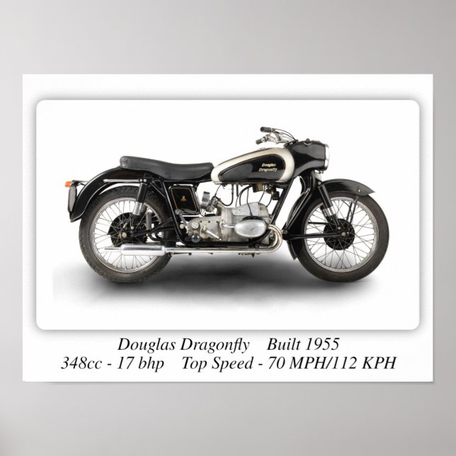 Douglas Dragonfly Motorcycle - A3 Poster (Front)