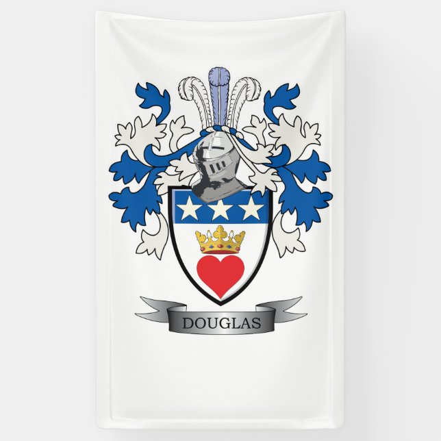 Douglas Family Crest Coat of Arms Banner (Vertical)