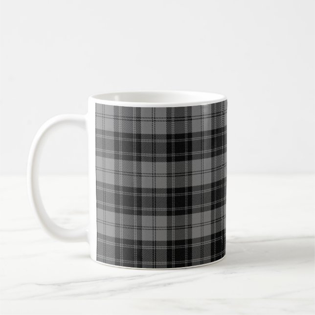 Douglas Grey Tartain Plaid Black Gray Coffee Mug (Left)
