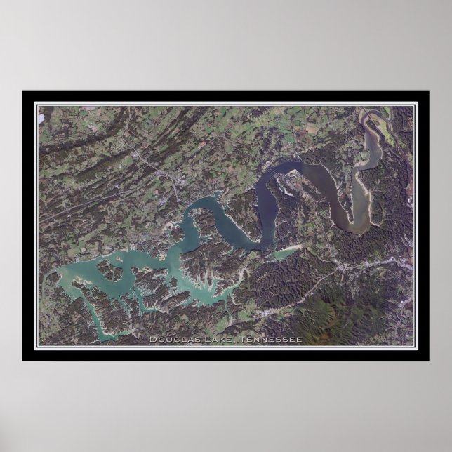 Douglas Lake Tennessee Satellite Poster Map (Front)