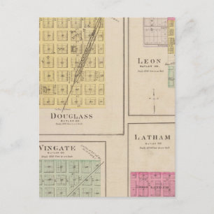 Douglas, Leon, Wingate, and Latham, Kansas Postcard