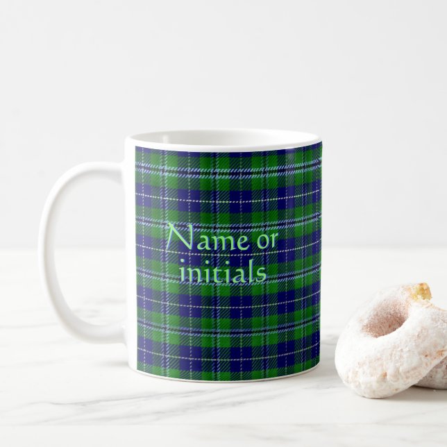 Douglas Official Tartan with monogram / name Coffee Mug (With Donut)