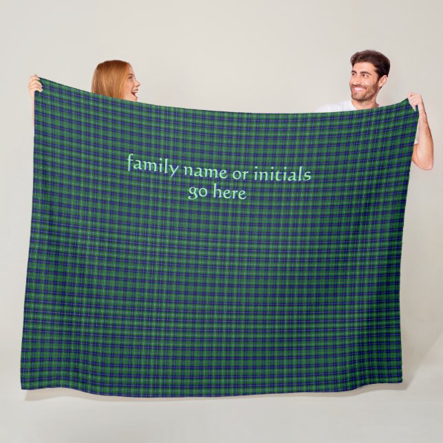 Douglas Official Tartan with monogram / name Fleece Blanket (In Situ)