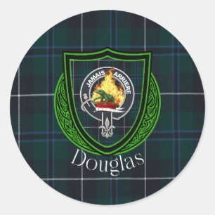 Douglas Scottish Clan Tartan & Crest Classic Round Sticker