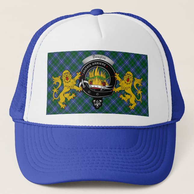 Douglas Scottish Tartan & Badge Trucker Hat (Front)