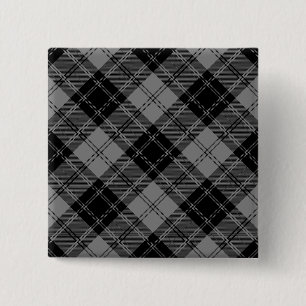 Douglas tartan black grey plaid 15 cm square badge