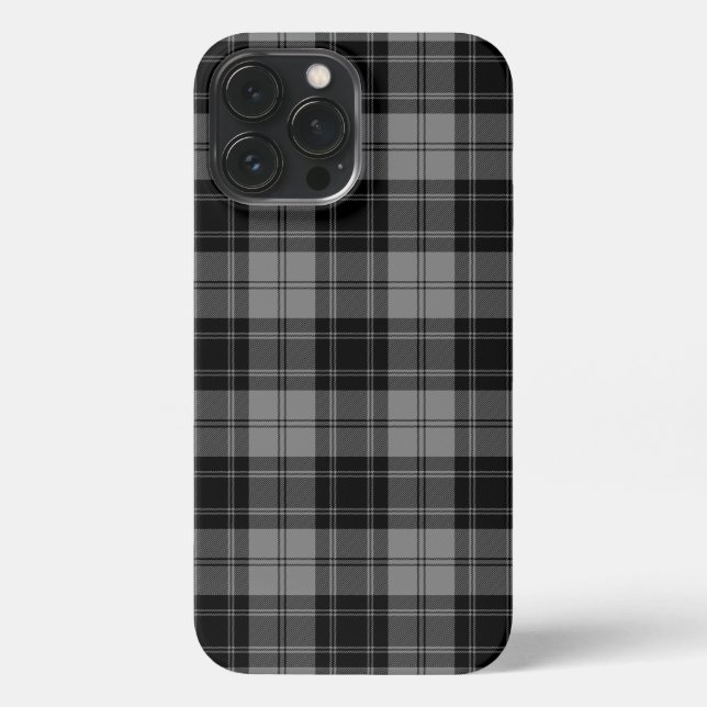 Douglas tartan black grey plaid iPhone case (Back)