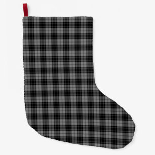 Douglas tartan black grey plaid large christmas stocking