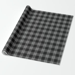 Douglas tartan black grey plaid wrapping paper
