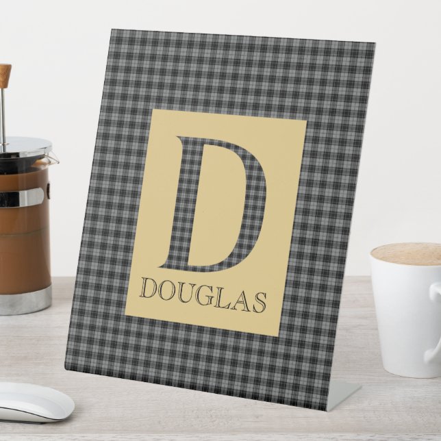 Douglas Tartan Monogram D  Pedestal Sign (In SItu)
