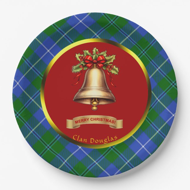 Douglas Tartan Personalised Christmas Paper Plate (Front)