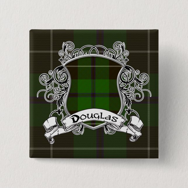 Douglas Tartan Shield 15 Cm Square Badge (Front)