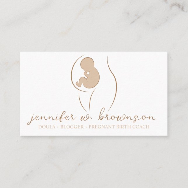 Doula Birth Coach Design with Pregnant and Baby Business Card (Front)
